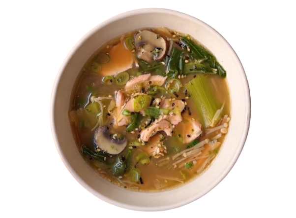 15 min mushroom & salmon miso soup