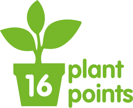 Green potted plant icon with the number 16 in the pot and 'plant points' text.