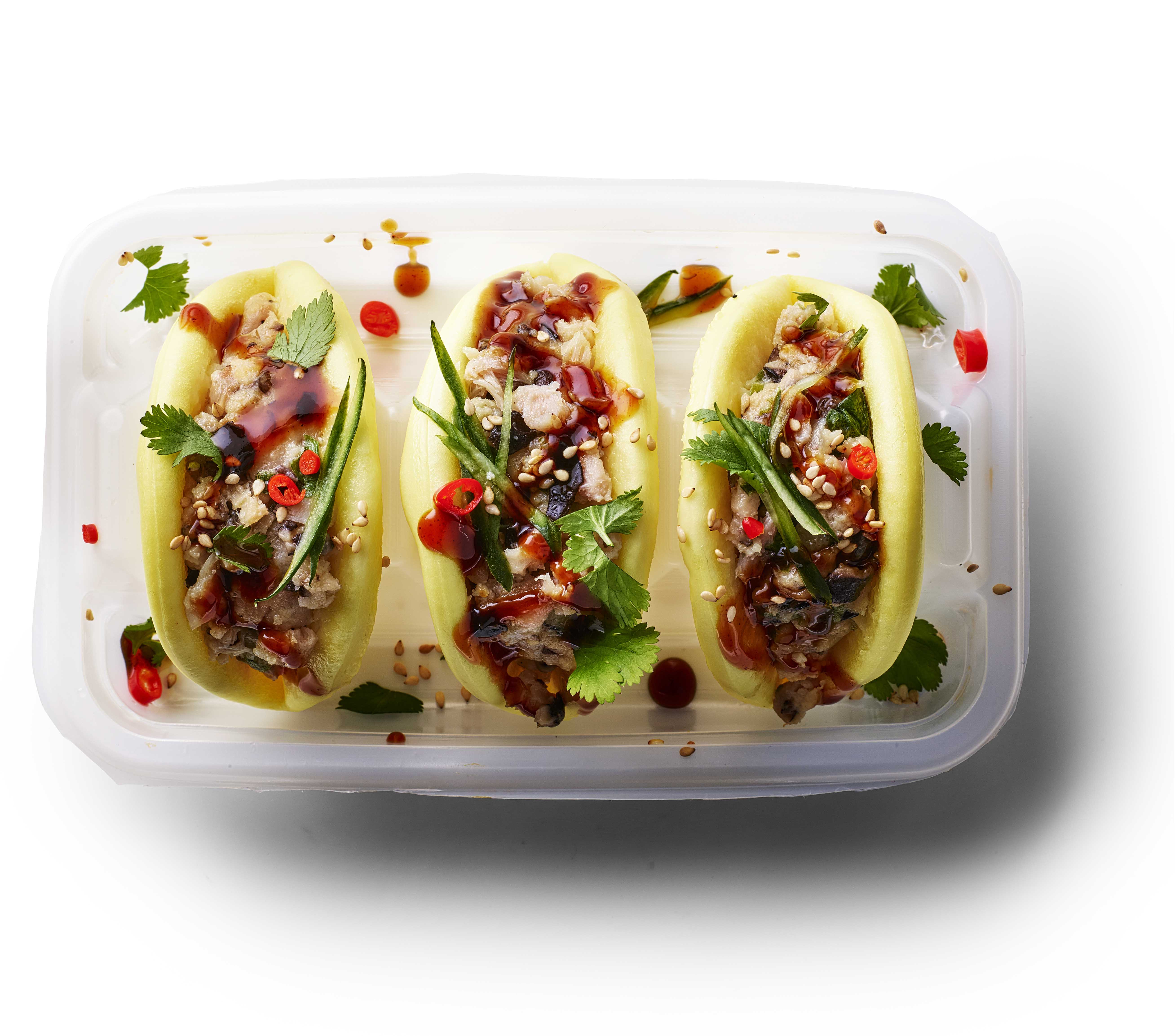 chicken bao'sliders with a teriyaki sauce
