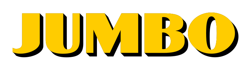 The word JUMBO in large, bold, yellow text with a black shadow.