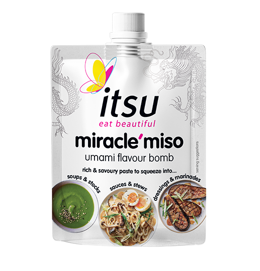 Itsu Miracle'miso Umami Flavour Bomb pouch, a rich savoury paste for cooking.
