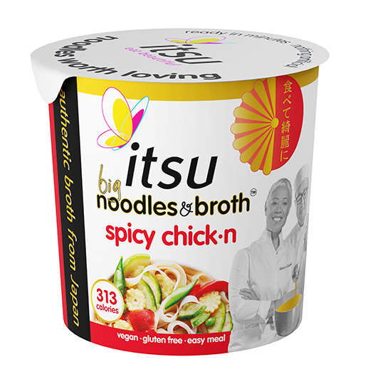 Itsu spicy chick'n big noodles and broth instant cup.
