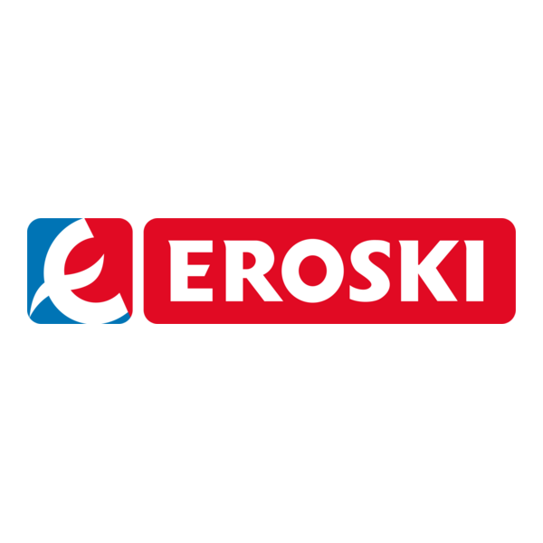Eroski logo with a stylized blue and red 'E' followed by red text 'EROSKI'.