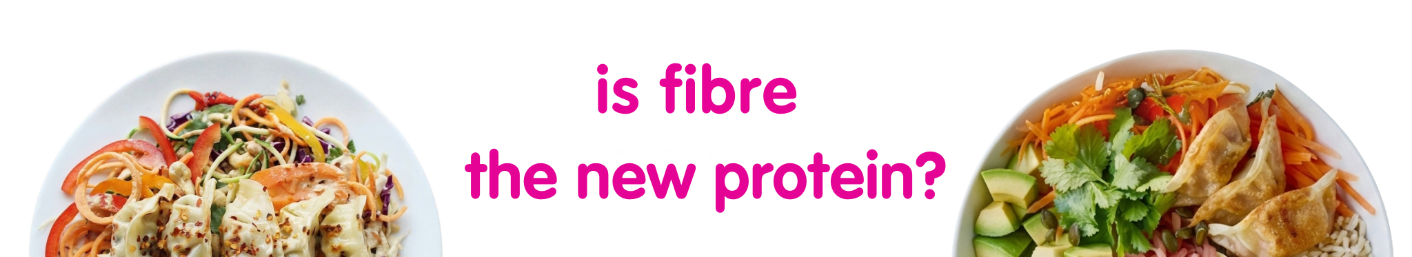 Two healthy bowls of food with text asking, 'Is fibre the new protein?'