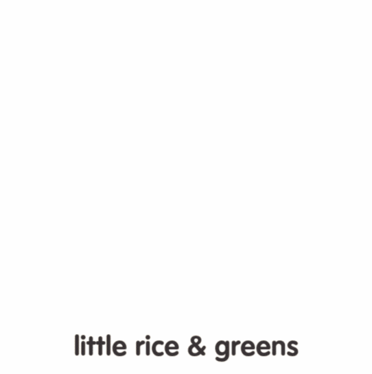 Text reading 'little rice & greens' in a simple dark font on a clean white background.