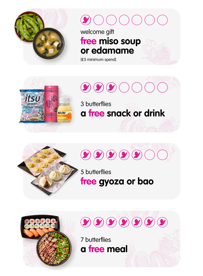 Welcome gift of miso soup or edamame.