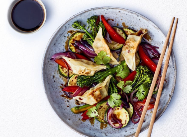 quick gyoza stir fry