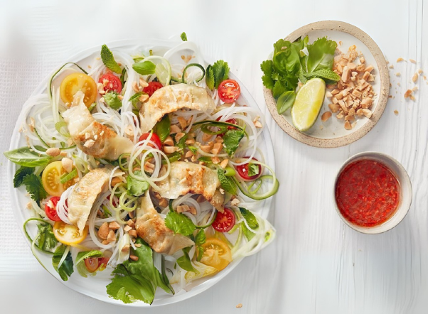 summer gyoza noodle salad